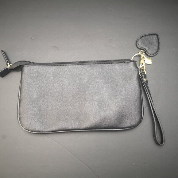 Guess Ladies Black Faux Leather Wristlet / Clutch with Gold Tone Accents - Picture 4 of 8